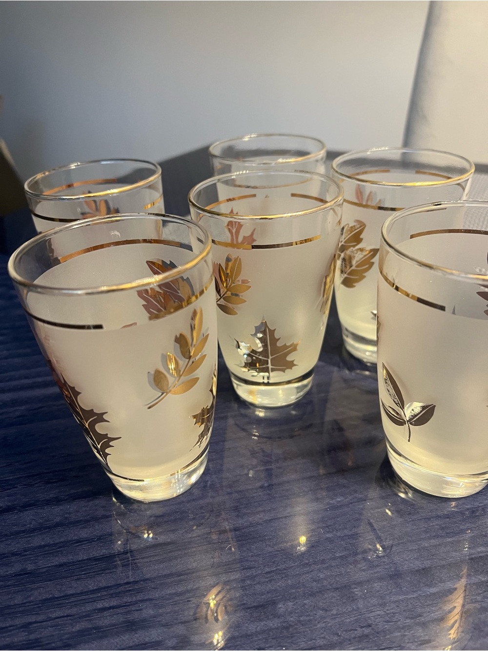 6 Vintage Golden Foliage Tumblers By Libby-10 oz - Picture 4 of 8